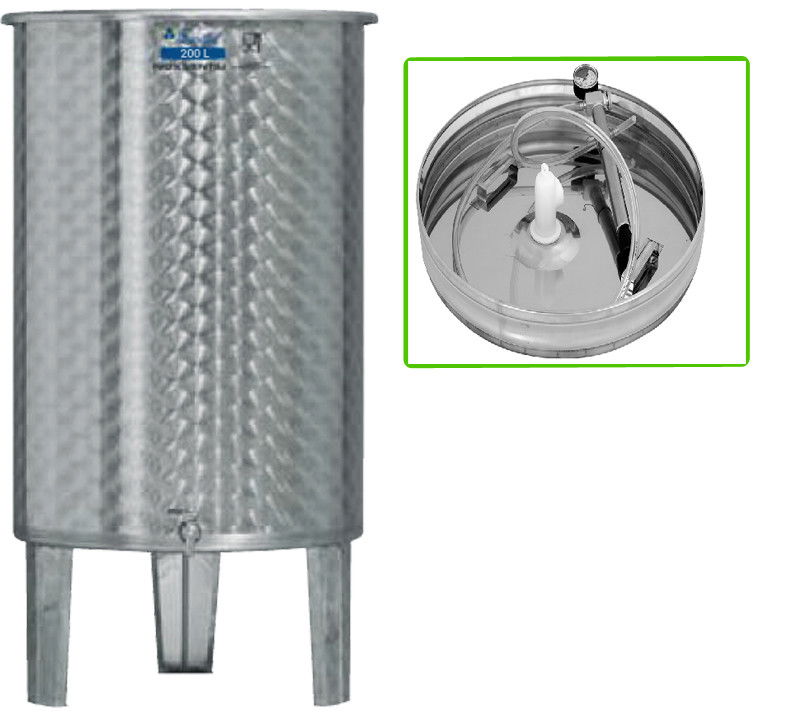 Úszófedeles INOX bortartály, 200 l - 1 csapos, pumpás szettel termék fő termékképe