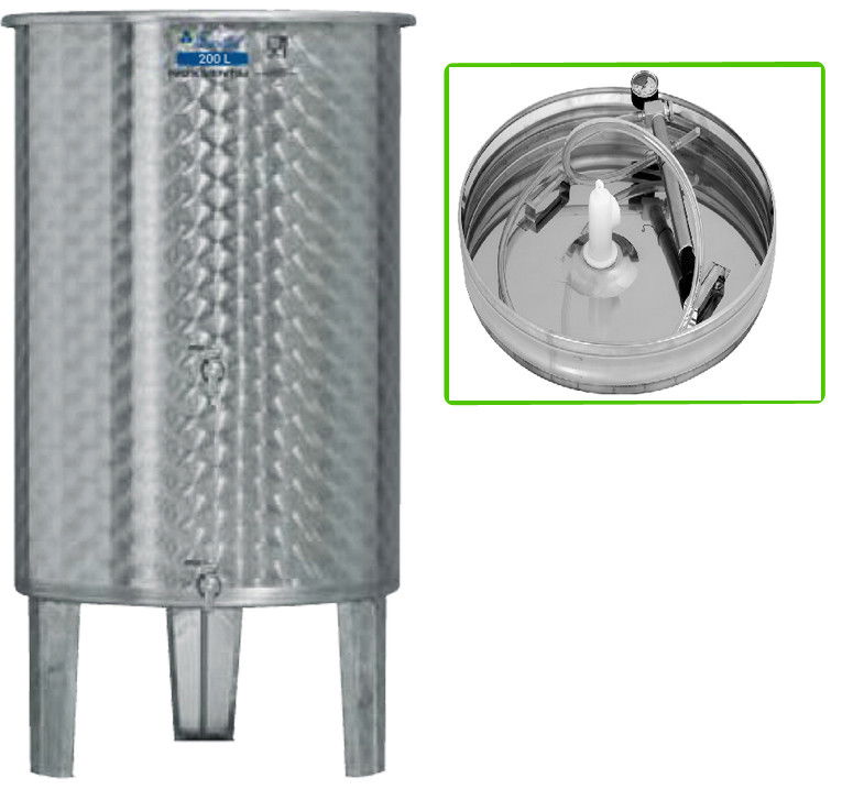 Úszófedeles INOX bortartály, 200 l - 2 csapos, pumpás szettel termék fő termékképe