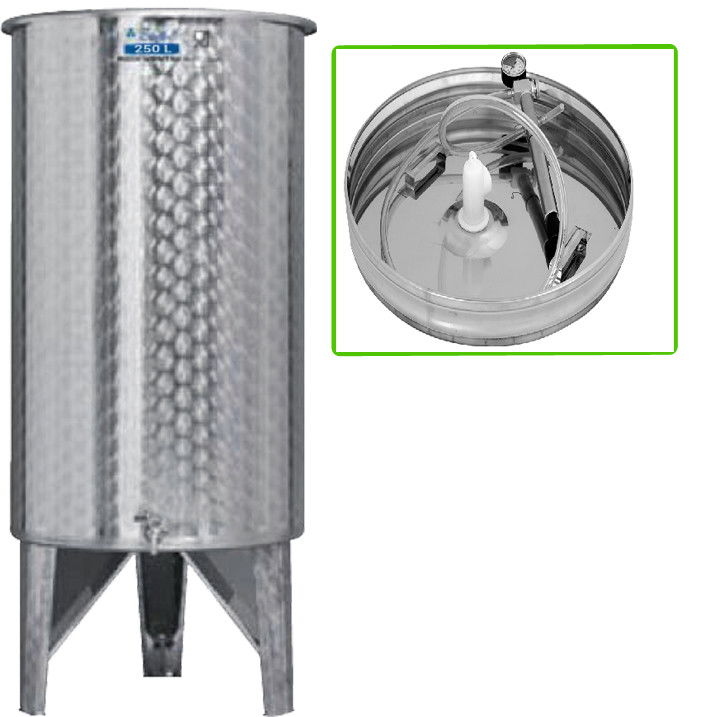 Úszófedeles INOX bortartály, 250 l - 1 csapos, pumpás szettel termék fő termékképe