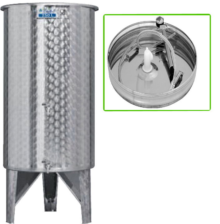 Úszófedeles INOX bortartály, 250 l - 2 csapos, pumpás szettel termék fő termékképe