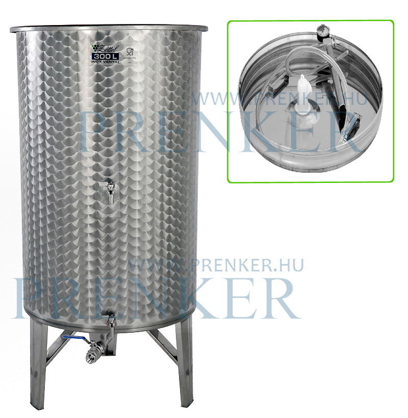 Úszófedeles INOX bortartály, 300 l - 3 csapos, pumpás szettel termék fő termékképe