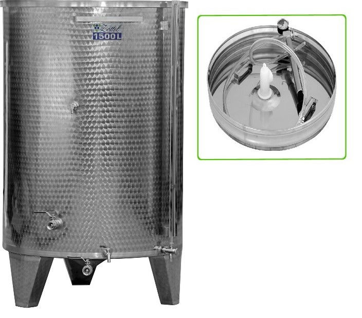 Úszófedeles INOX bortartály, 2000 l - 4 csapos, pumpás szettel termék fő termékképe