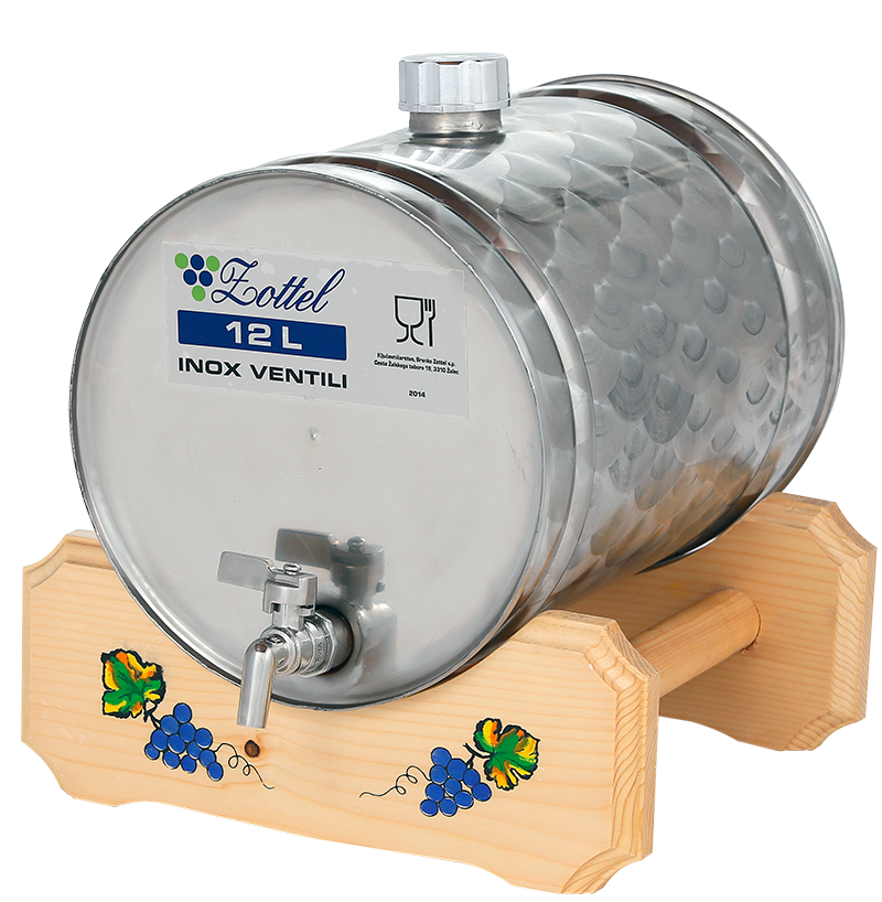 INOX pálinkás tartály, 12 l - fekvő termék fő termékképe