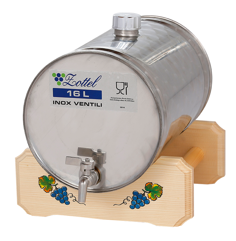 INOX pálinkás tartály, 16 l - fekvő termék fő termékképe